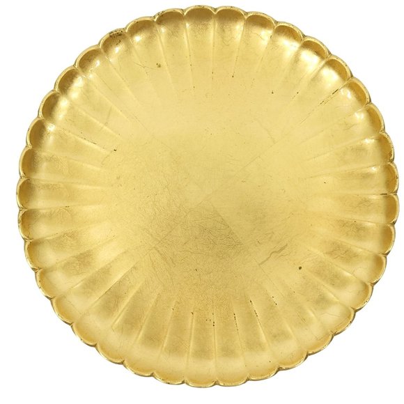 Vintage Serving Platter Tray Appetizer Dessert Plates Set Gold Flower Retro MCM - Picture 4 of 11